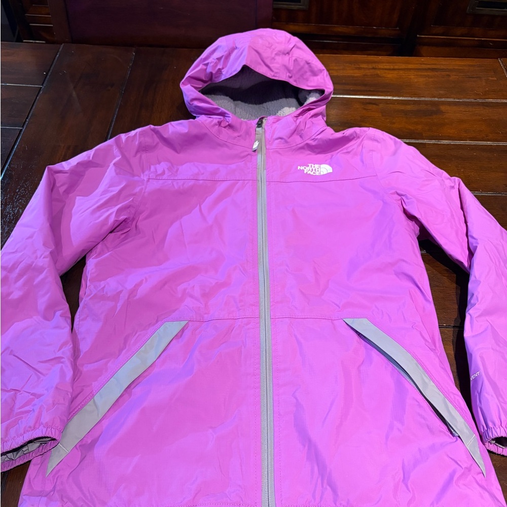 The North Face Kids fleece lined Raincoat - purple